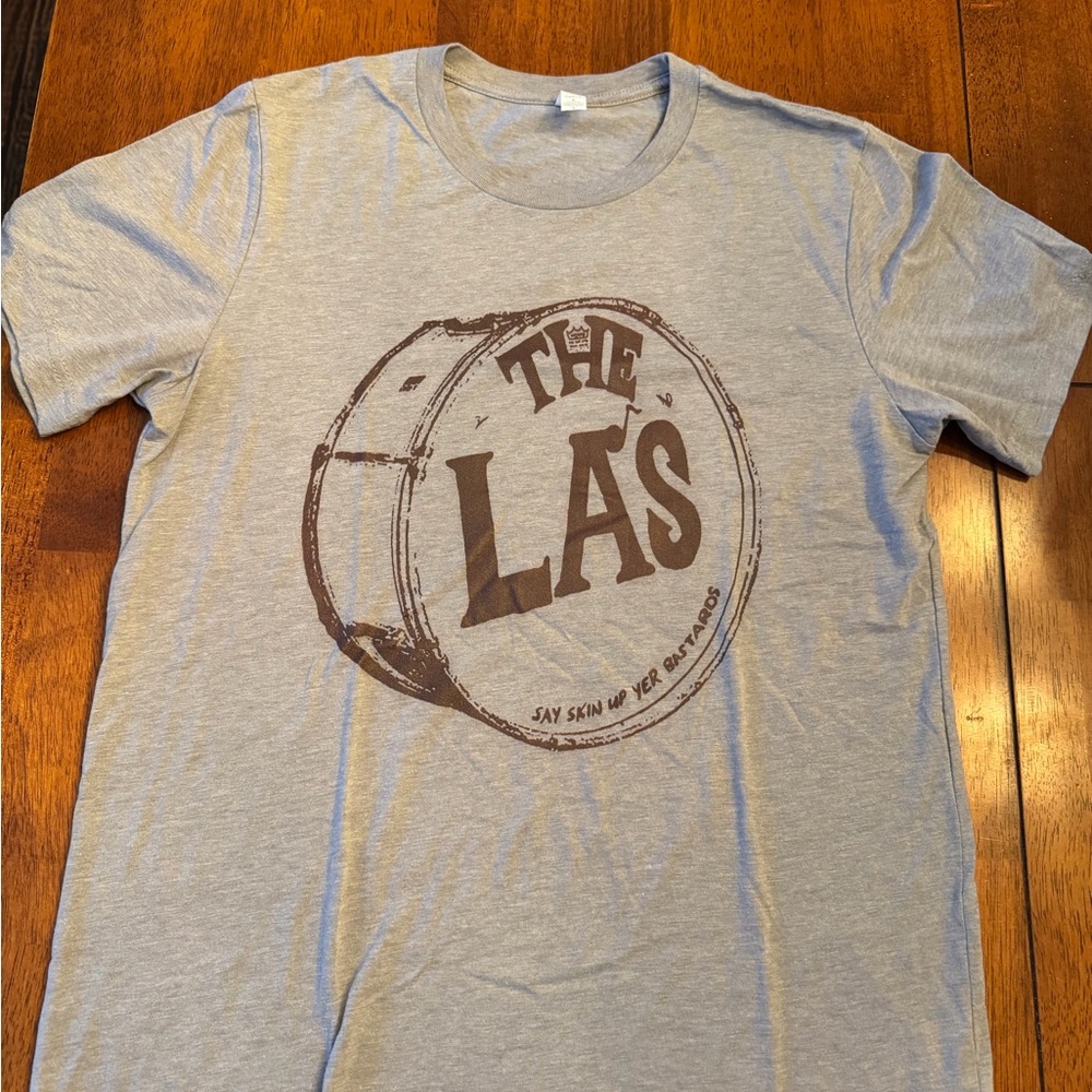 The LA's Graphic Drum Logo Tee - Light Heather Gray with Brown Print